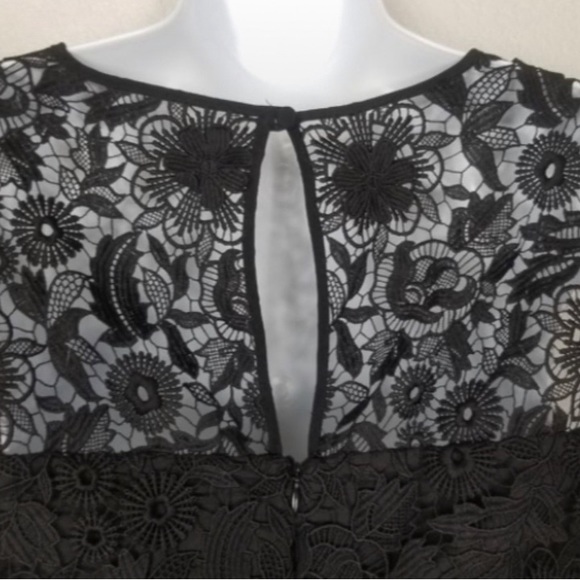 Milly Size 8 Black Lace Overlay Fit and Flare dress size 8 LBD - Picture 5 of 15